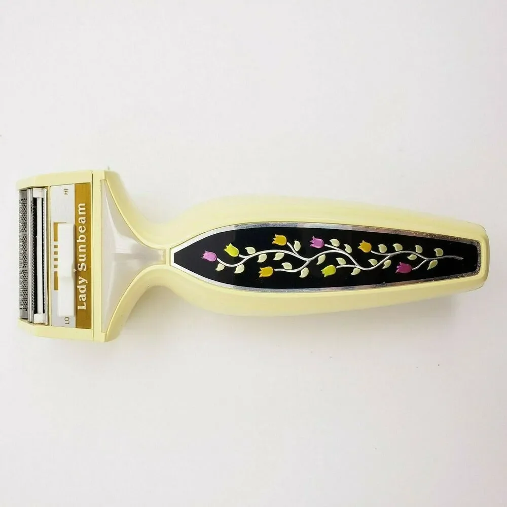 Vtg Lady Sunbeam Rascal Electric Razor Spring Tulips Hair Removal Tool MCM Works